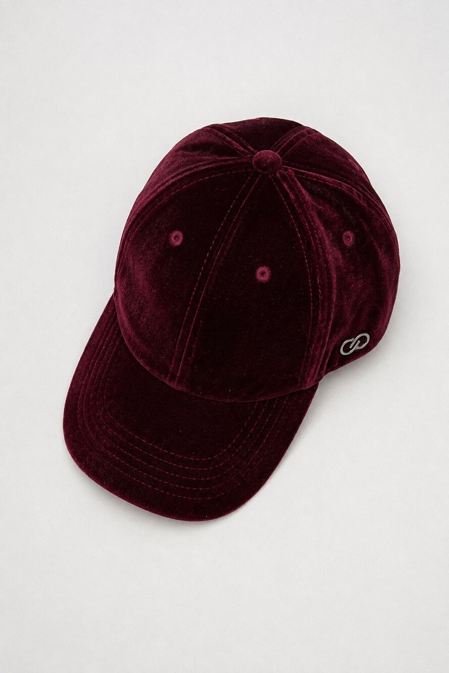 CALIA Burgundy Velvet Baseball Cap